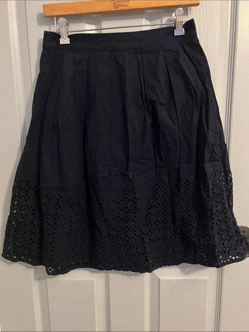 DE Collection Black A-Line Skirt with Eyelet Hem